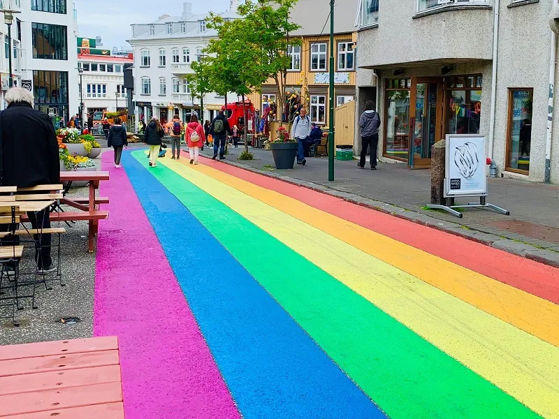 rainbow road in gay Reykjavik - The Globetrotter Guys