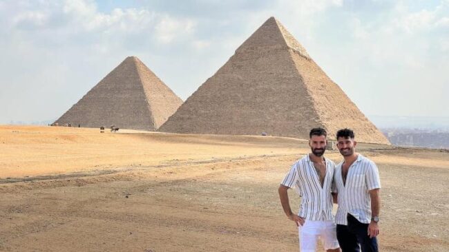 The Nomadic Boys at the Giza Pyramids in gay Egypt
